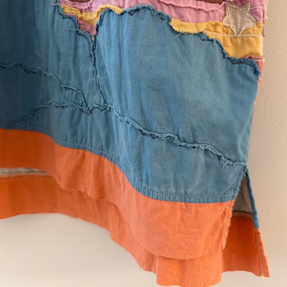 Magnolia Pearl Sunburst Star Patchwork Cotton Oversized Top Multicolor Boho OS - Picture 4 of 11